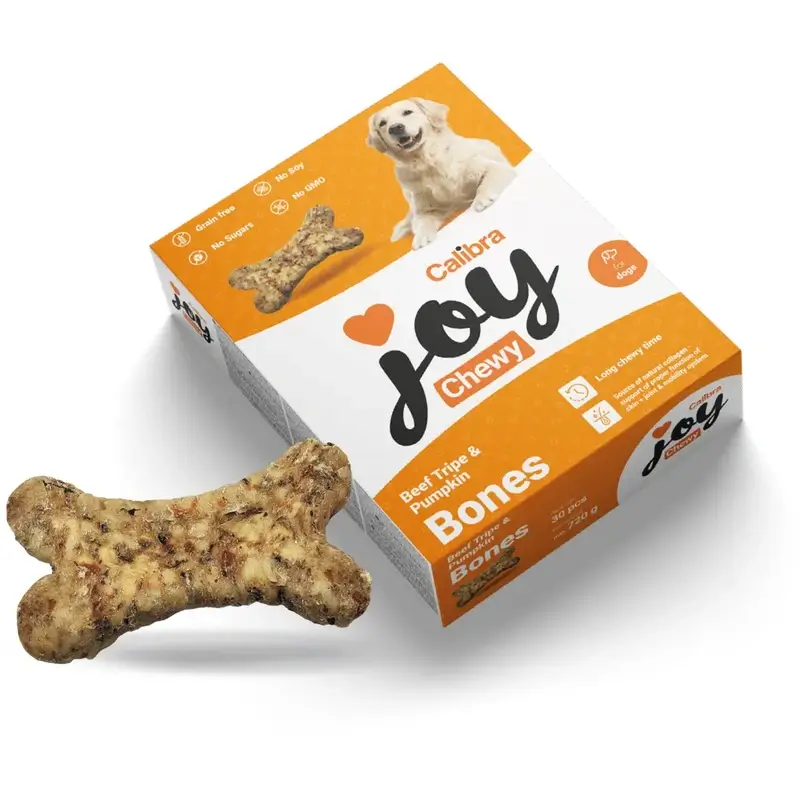 Calibra Joy Dog Chewy Hueso Vacuno Y Calabaza, 30 Unidades X 720 Gr