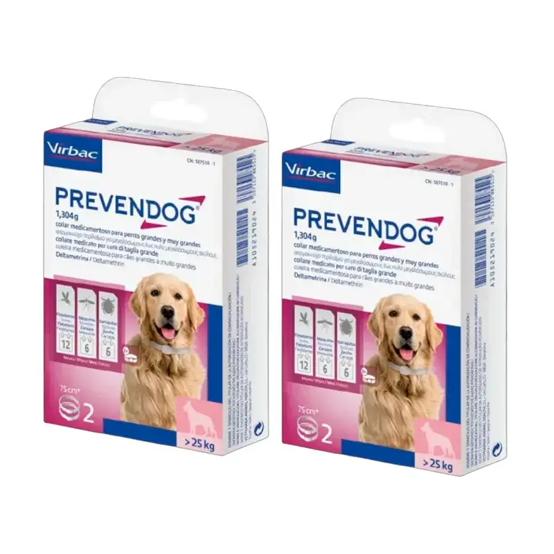 Virbac Prevendog Collar Antiparasitario, Pack 2 x 75 cm 2 unidades
