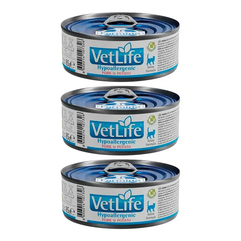 Farmina Vet Life Cat Hypoallergenic Cerdo, Pack 3 x Caja 12X85Gr