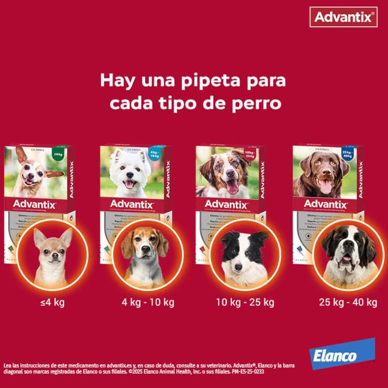 Advantix Pipetas Antiparasitarias Pack 4 para Perros