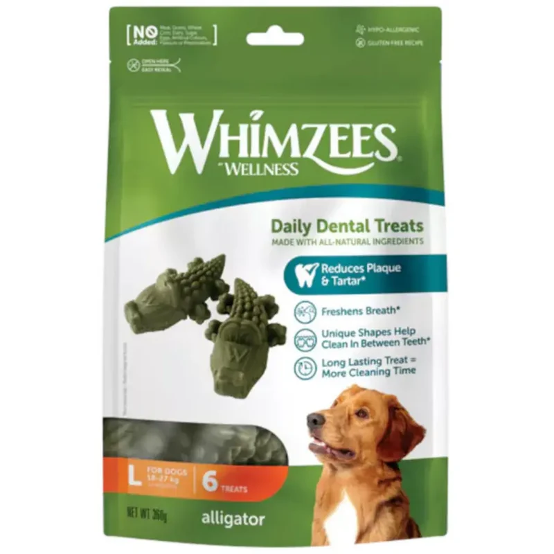 Whimzees Cocodrilo Mix Bolsa 360 g Snack Dental para Perros
