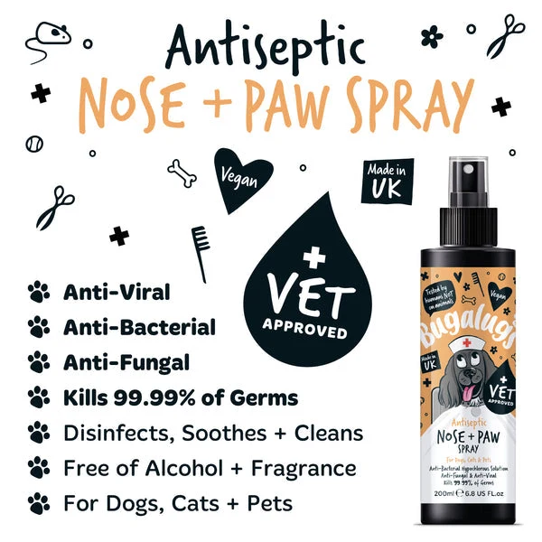 Bugalugs Antiseptic Paw & Nose Spray for Pets 200ML