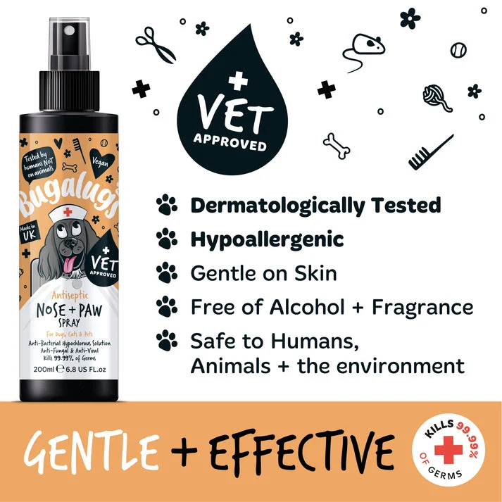 Bugalugs Antiseptic Paw & Nose Spray for Pets 200ML