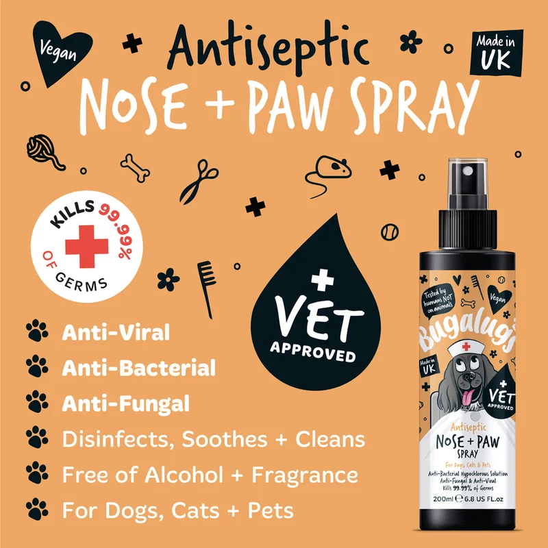 Bugalugs Antiseptic Paw & Nose Spray for Pets 200ML