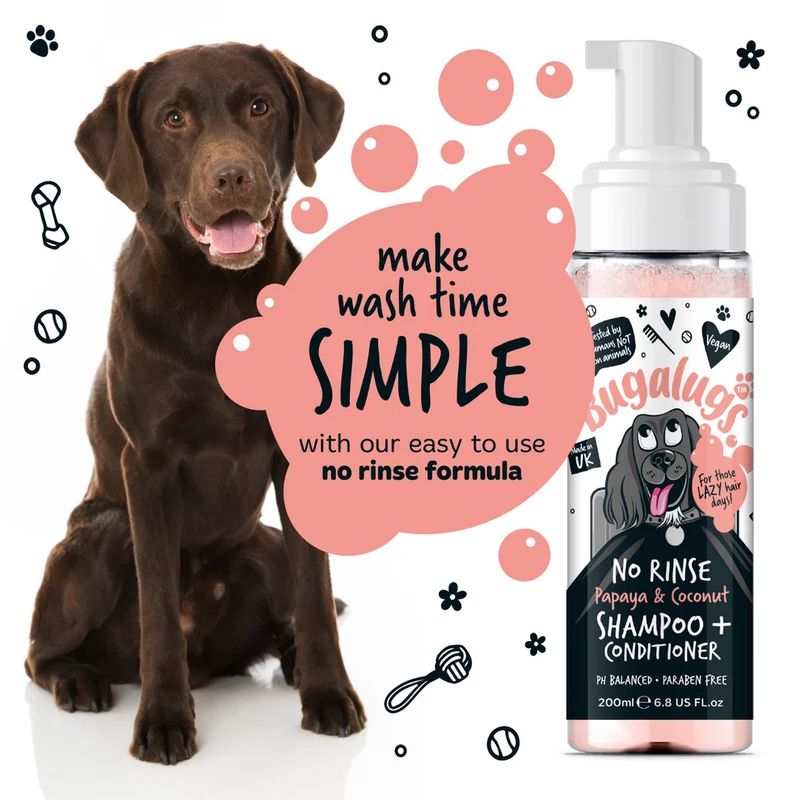 Bugalugs Papaya & Coconut No Rinse Dog Shampoo & Conditioner 200ML