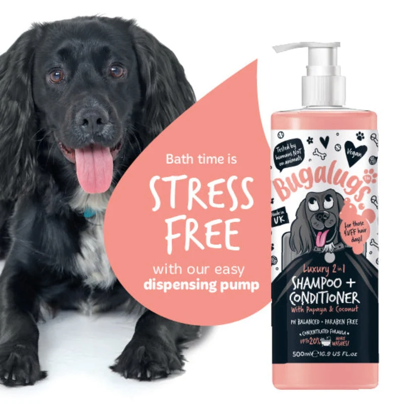 Bugalugs 2-in-1 Dog Shampoo & Conditioner - Papaya & Coconut 500ML