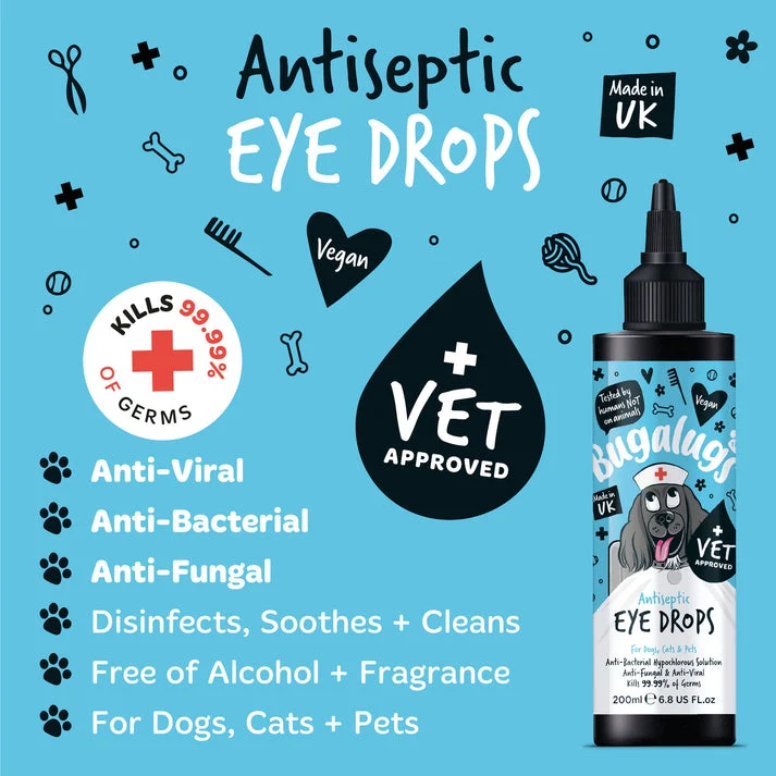 Bugalugs Antiseptic Eye Drops for Pets 200ML
