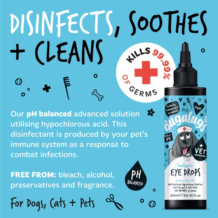 Bugalugs Antiseptic Eye Drops for Pets 200ML