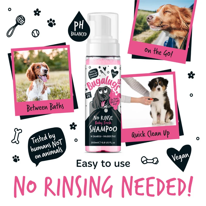 Bugalugs Baby Fresh No Rinse Dog Shampoo 200ML