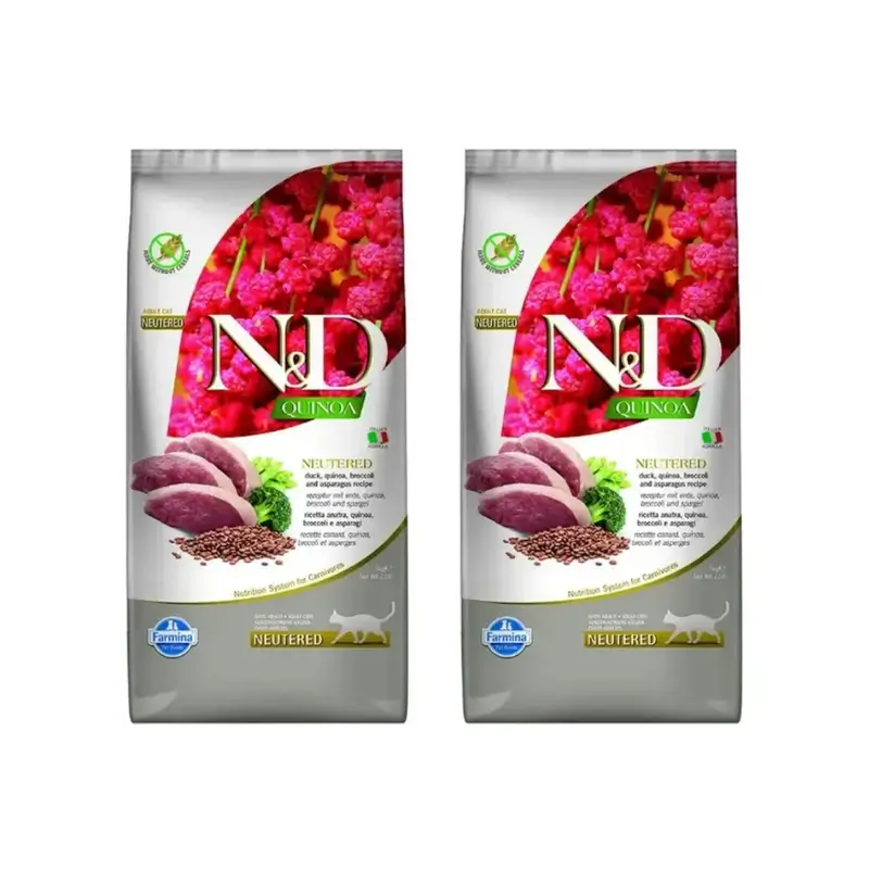 Farmina N&D Cat Quinoa Neutered Pato 5Kg, Pienso Para Gatos, Pack De 2