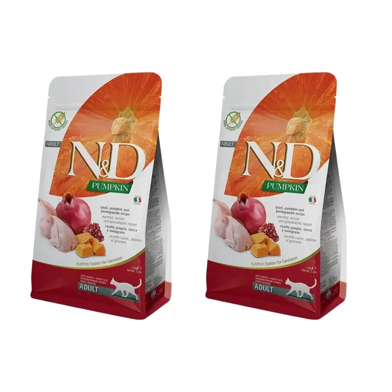 Farmina N&D Cat Calabaza Codorniz 300Gr, Pienso Para Gatos, Pack De 2