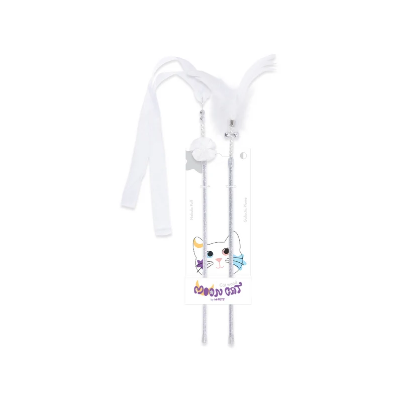MoonCAT - cat wand set Nebula Puff&Galactic Plume - Silver & White