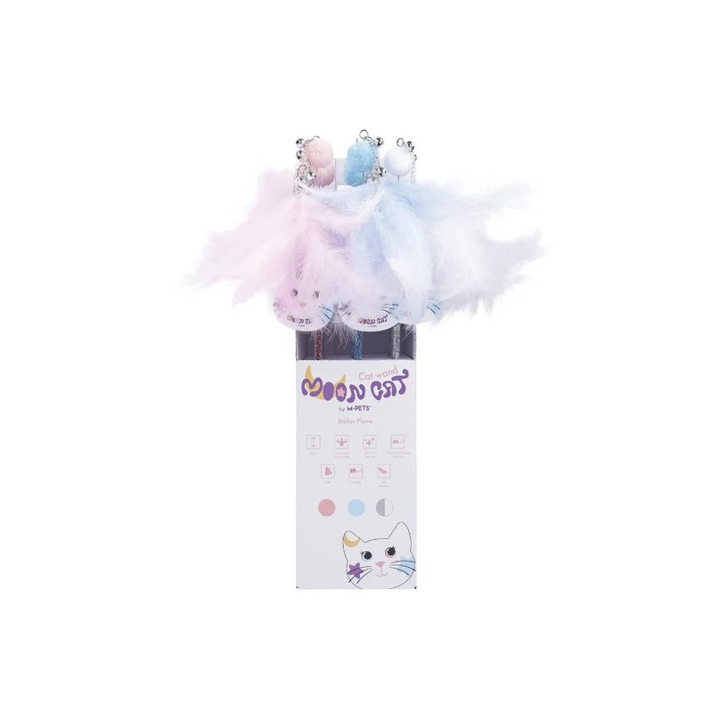 MoonCAT cat wand Stellar Plume - Pink/Blue Silver & White