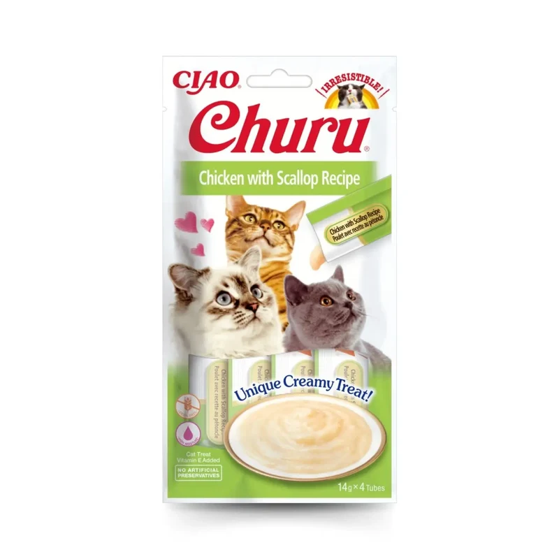 Churu CAT Receta Pack 4x14 g | Snack Líquido para Gatos