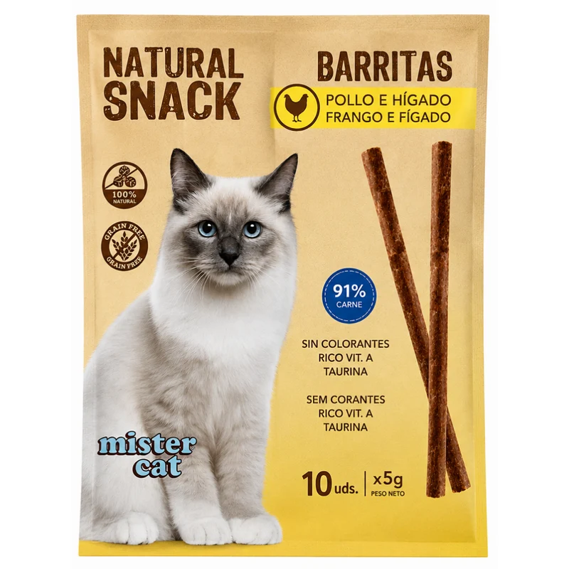 Mister Cat Snack Natural Barritas para Gatos Pack Ahorro