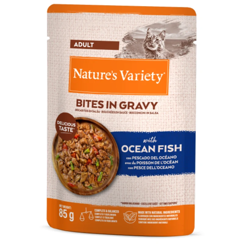 Nature'S Variety Bocaditos en Salsa Ocean Fish 85gr Húmeda para Gatos