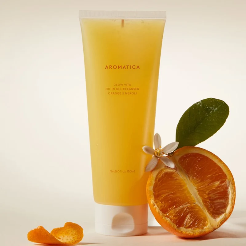 AROMATICA Glow Vita Oil-in-Gel Cleanser – Orange & Neroli (150ml)