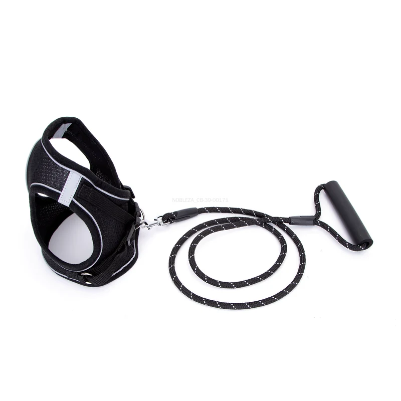 Arnés reflectante para perros con correa – Negro