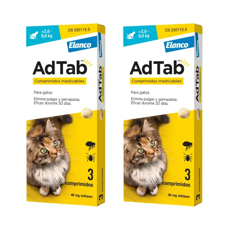 Adtab 48Mg Comprimidos Masticables Gatos 2-8Kg, 6 Comprimidos