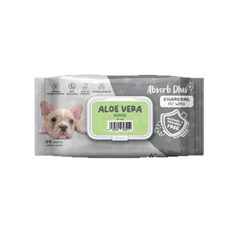 Absorb Plus Charcoal Pet Wipes Aloe Vera Scented