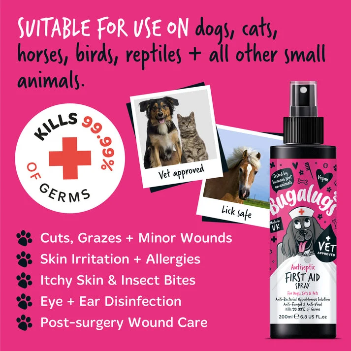 Bugalugs Antiseptic First Aid Spray For Pets 200ML