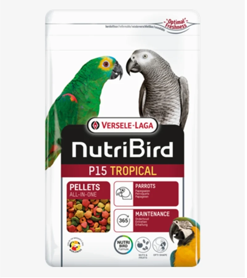 Nutribird P15 tropical 1kg - Pellets extrusionados - Alimento de mantenimiento para loros