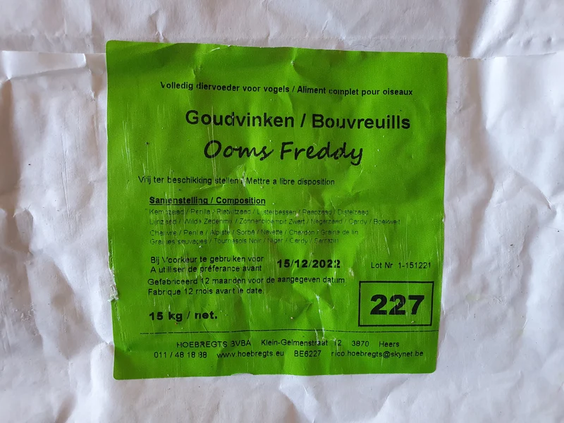 Camachuelos Tío Freddy 1kg - Hobbyfarm Hoebregts