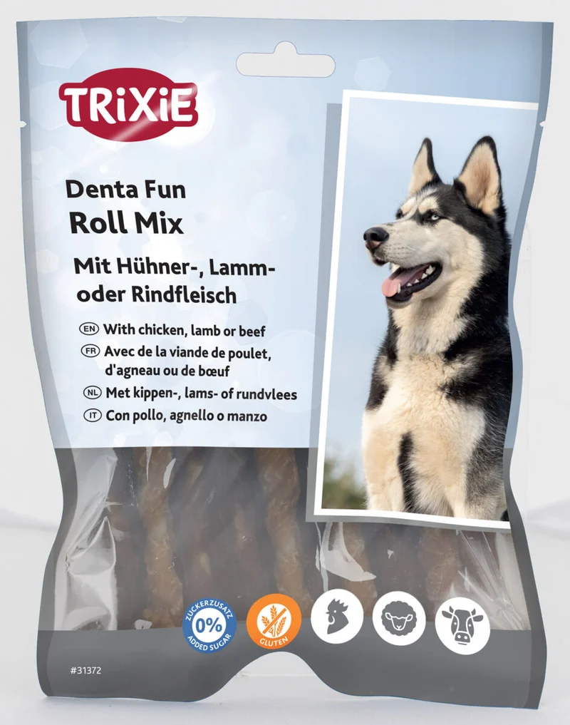 Trixie Denta Fun Chewing Roll Mix Dog Chews 250G - Pack of 3