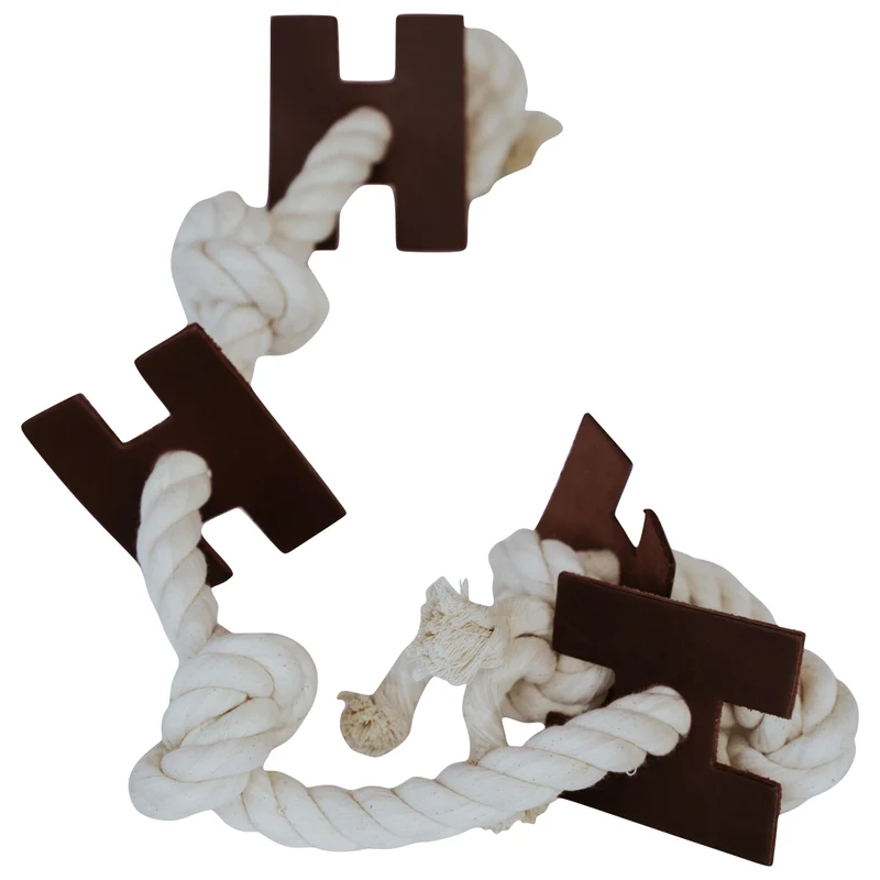 Huntlea Rope 5 Knot with H Leather Dog Toy - XL