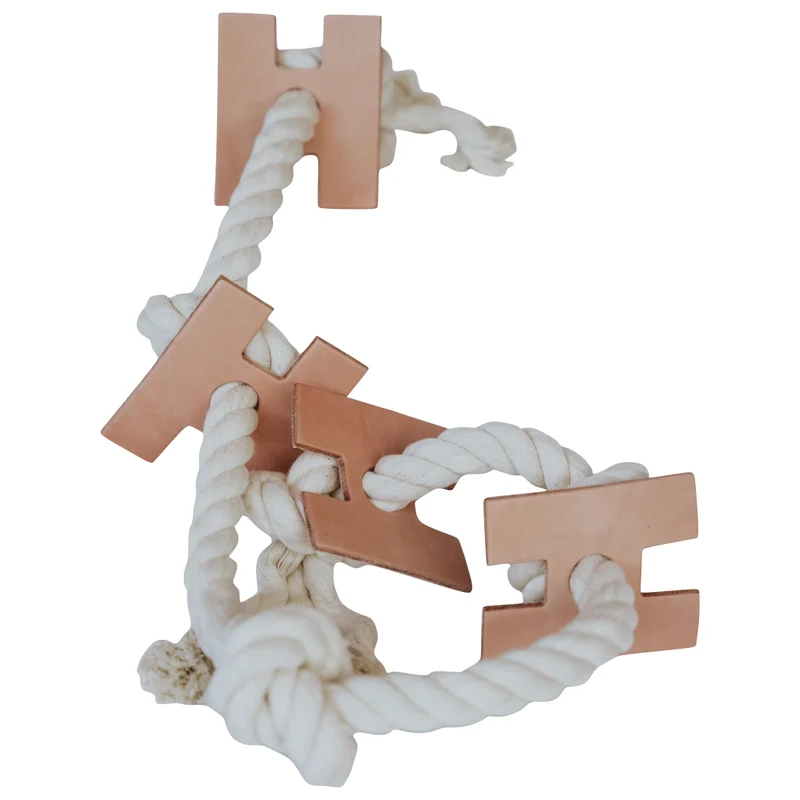 Huntlea Rope 5 Knot with H Leather Dog Toy - XL