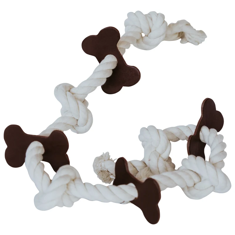 Huntlea Rope 5 Knot with Bone Leather Dog Toy - XL