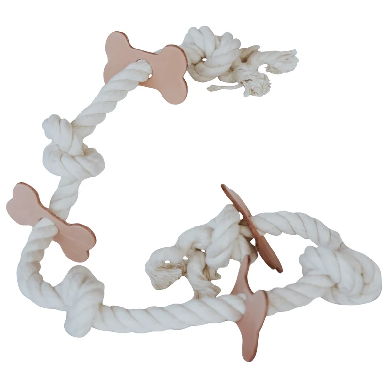 Huntlea Rope 5 Knot with Bone Leather Dog Toy - XL
