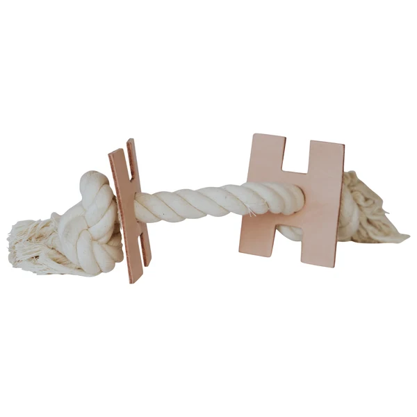 Huntlea Rope 2 Knot with H Leather Dog Toy - LARGE