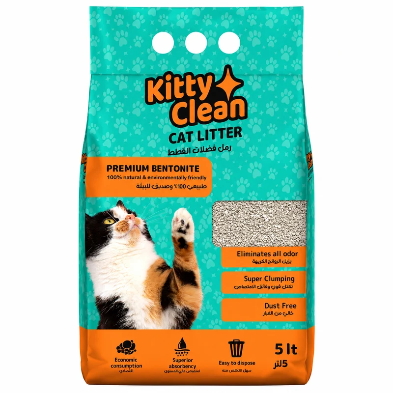Kitty Clean Clumping Natural Bentonite Unscented Odour Control Cat Litter 5L