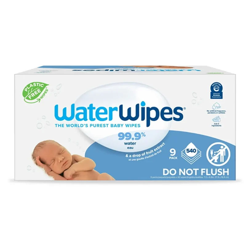 WaterWipes Lingettes Bébé Pack 9 x 60 Lingettes