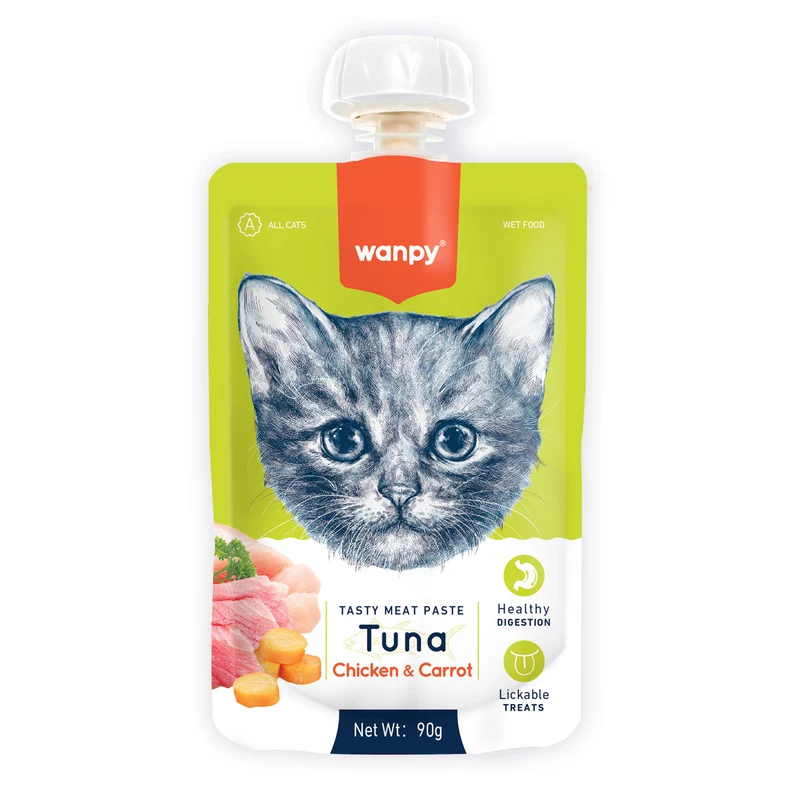 Wanpy Tasty Meat Paste Tuna with Chicken & Carrot Cat Treats 90g