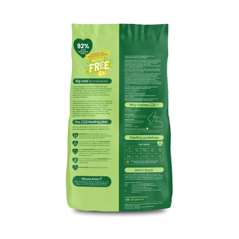 Burgess Excel Nuggets With Mint For Adult Rabbit 10KG