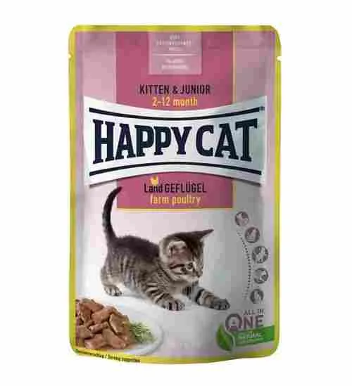 Happy Cat Meat in Sauce Kitten & Junior Farm Poultry 85G
