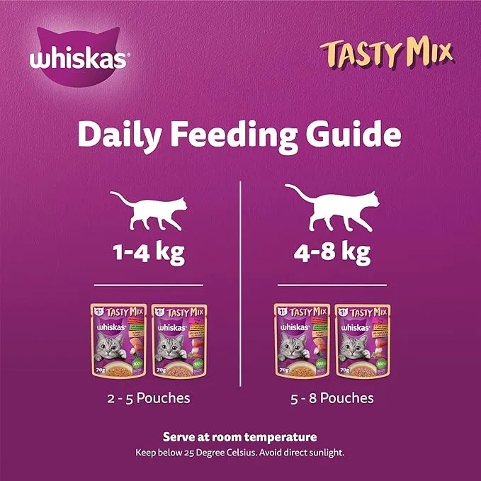 Whiskas 1+ Years Tasty Mix of the Sea Collection Wet Cat Food In Gravy 12X70G