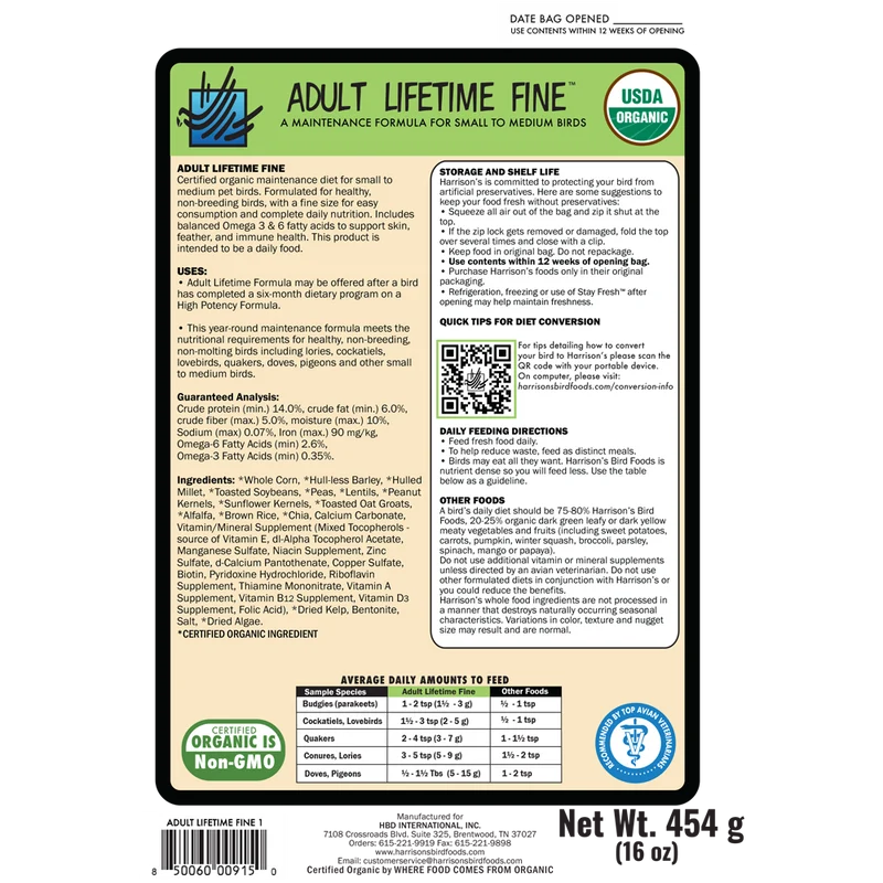 Harrison's Adult Lifetime Fine Bird Food