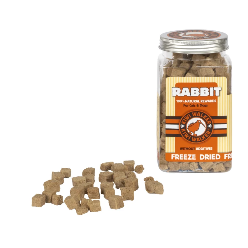 KIWI WALKER Freeze Dried Grain Free Snack Rabbit Cubes Dog & Cat Treats 75G