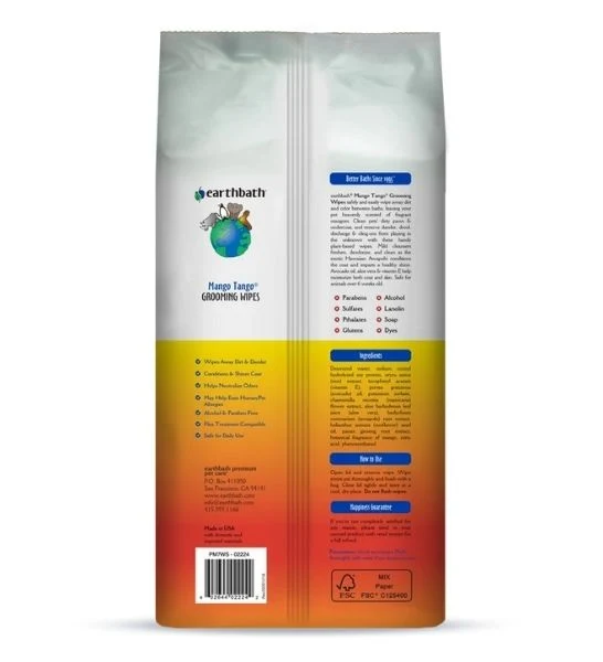 earthbath Grooming Wipes Mango Tango for Dogs & Cats 100pcs