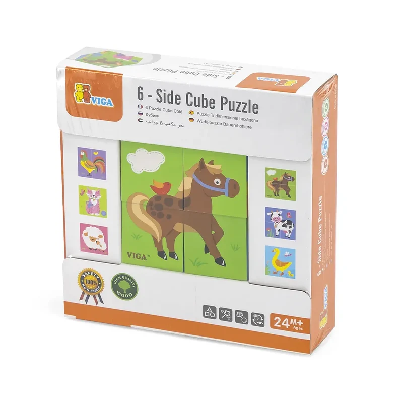 Viga Toys Puzzle Cube 6 Faces Ferme - 24M+