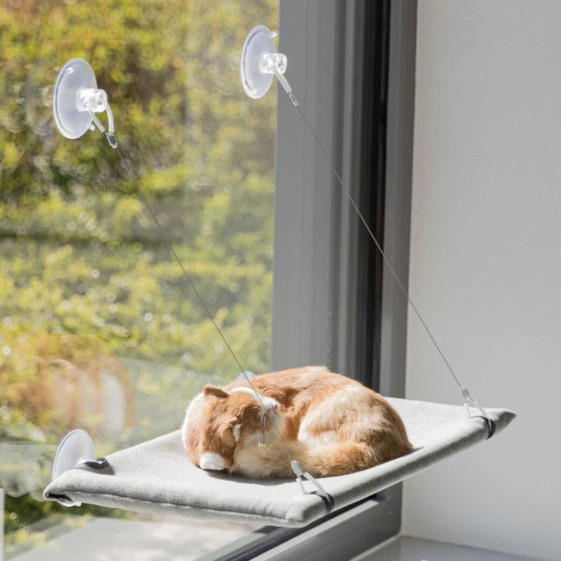 Trixie Cat Window Perch Platform Velour Grey 50x30cm