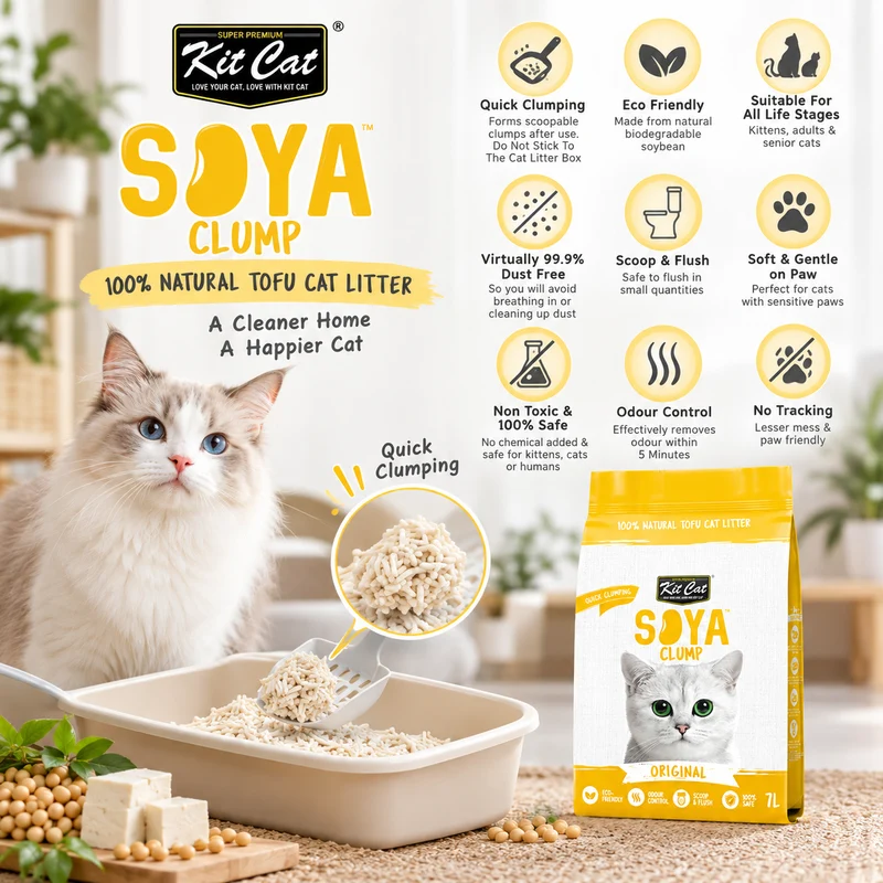 Kit Cat Soya Clump Soybean Clumping Cat Litter 7L 1 Bag