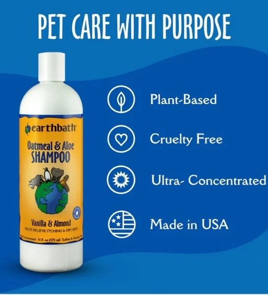 earthbath Oatmeal & Aloe Shampoo Vanilla & Almond for Dogs 16oz