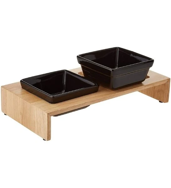 Trixie Ceramic Bowls on Wood Stand for Dogs 2x400ml