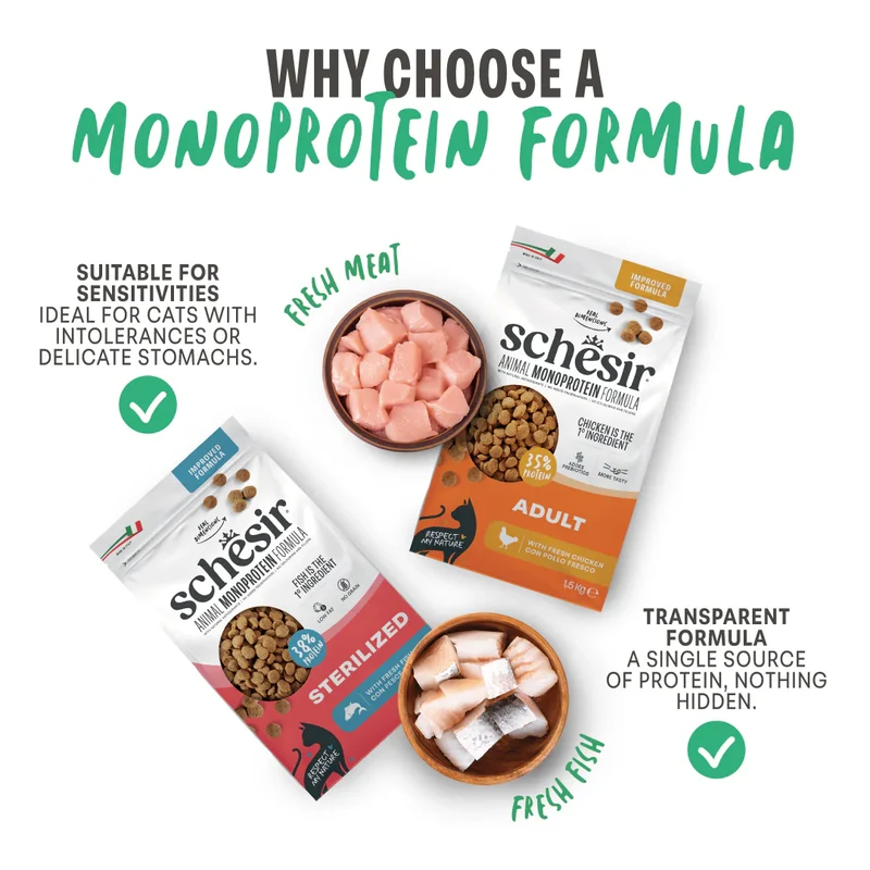 Schesir Monoprotein Formula Adult Dry Cat Food Maintenance With Chicken
