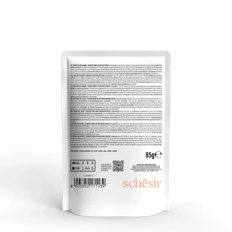 Schesir Tuna With Salmon In Jelly Adult Wet Cat Food 85G