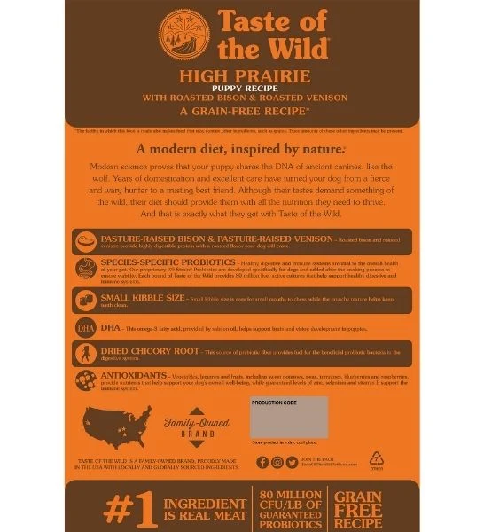 Taste of the Wild High Prairie Puppy Grain Free Dry Food